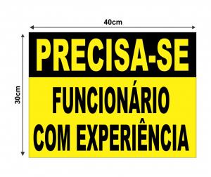 PLACA PRECISA-SE DE FUNCIONÁRIO PVC 2MM  4X0 LAMINAÇÃO BRILHO Corte Reto 